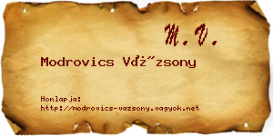 Modrovics Vázsony névjegykártya